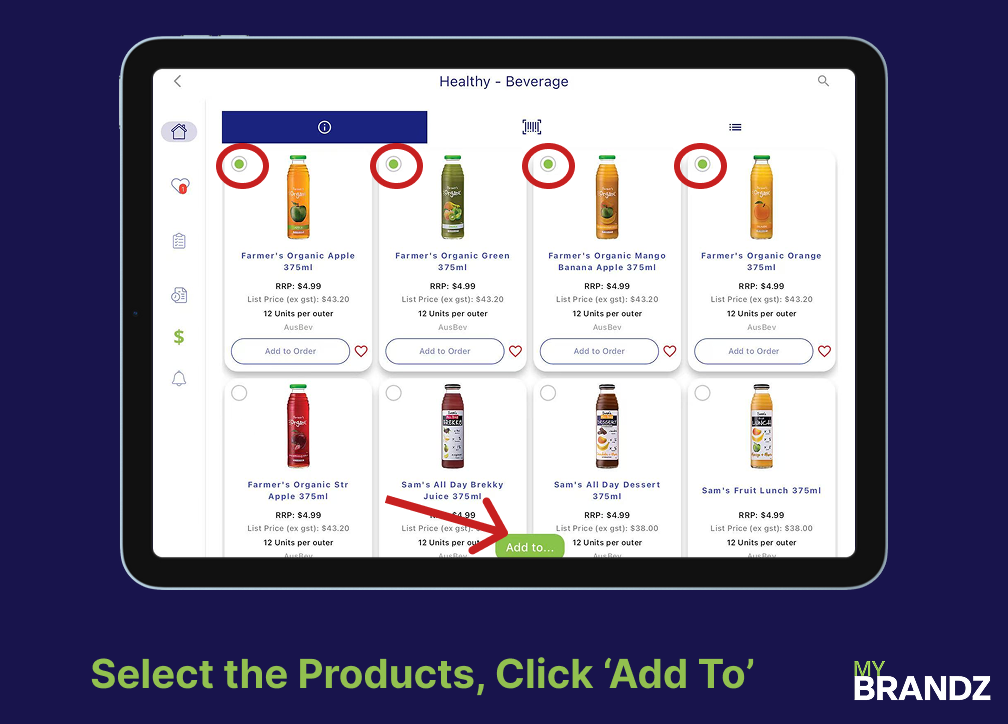 highlight the circle on the top left hand corner of all Farmers Organic Products 
